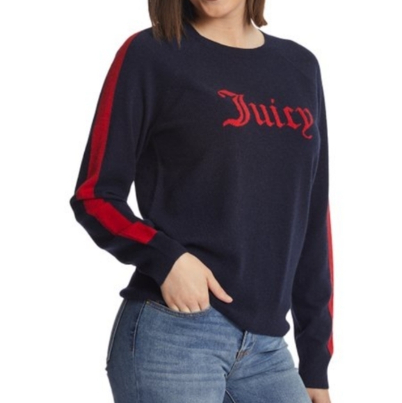 Juicy Couture Black Label Italian Cashmere Striped Sleeve  JUICY Sweater S - Picture 15 of 15
